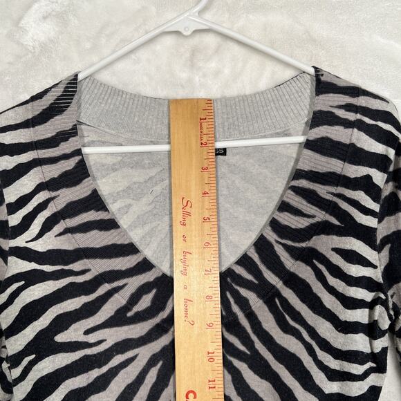 Express Y2K Women’s Sweater Size S Animal Print Zebra V Neck Long Sleeves - Picture 6 of 12